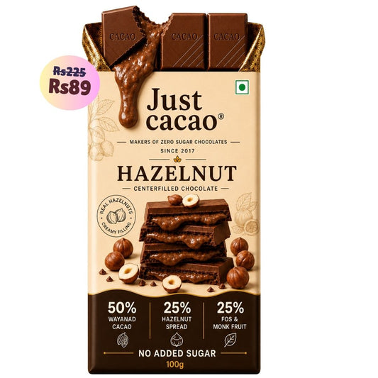 Hazelnut Spread • Sugar Free Center-Filled Chocolate Bar • 100g