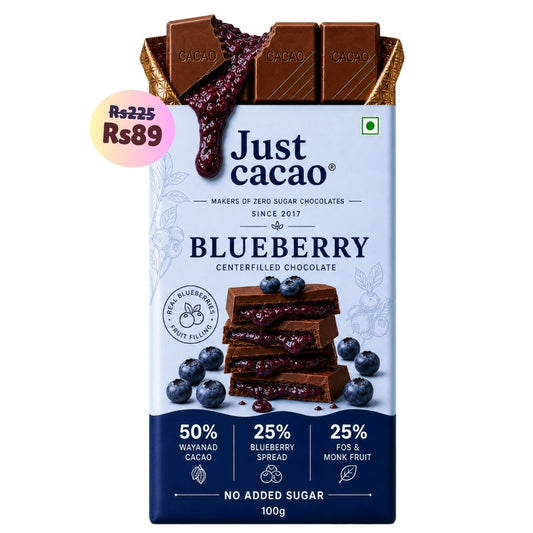 Blueberry • Sugar Free Center-Filled Chocolate Bar • 100g